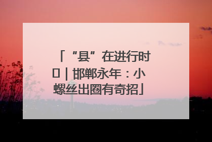 “县”在进行时⑬｜邯郸永年：小螺丝出圈有奇招