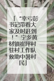 “幸亏彭书记带着大家及时赶到！”宁乡黄材镇崔坪村驻村工作队救助中暑村民