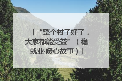 “整个村子好了，大家都能受益”（稳就业·暖心故事）