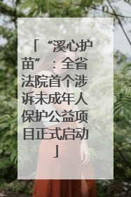 “溪心护苗”：全省法院首个涉诉未成年人保护公益项目正式启动