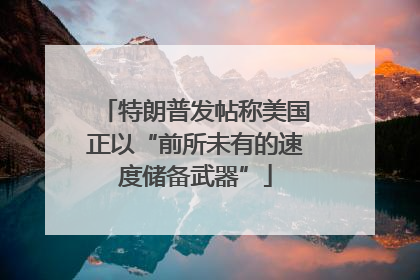 特朗普发帖称美国正以“前所未有的速度储备武器”