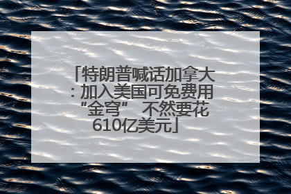 特朗普喊话加拿大：加入美国可免费用“金穹” 不然要花610亿美元