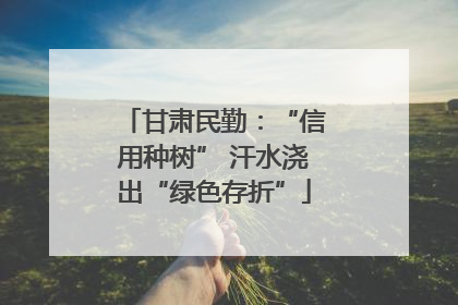 甘肃民勤：“信用种树” 汗水浇出“绿色存折”