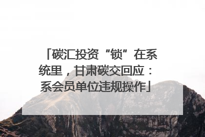 碳汇投资“锁”在系统里，甘肃碳交回应：系会员单位违规操作