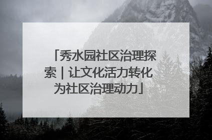 秀水园社区治理探索｜让文化活力转化为社区治理动力