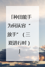 种田能手为何从容“放手”（三夏进行时）