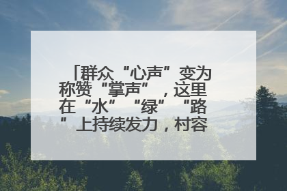 群众“心声”变为称赞“掌声”，这里在“水”“绿”“路”上持续发力，村容村貌焕然一新