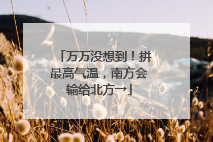 万万没想到！拼最高气温，南方会输给北方→