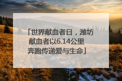 世界献血者日，潍坊献血者以6.14公里奔跑传递爱与生命