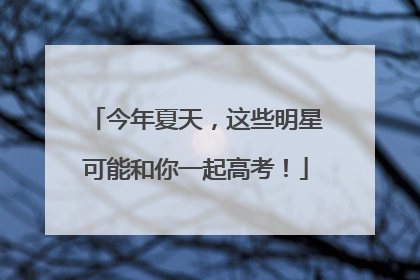 今年夏天，这些明星可能和你一起高考！