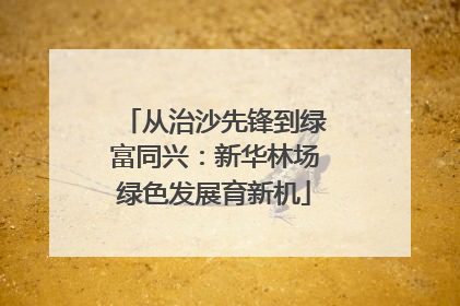 从治沙先锋到绿富同兴：新华林场绿色发展育新机