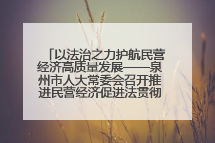以法治之力护航民营经济高质量发展——泉州市人大常委会召开推进民营经济促进法贯彻实施座谈会
