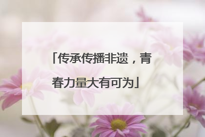 传承传播非遗，青春力量大有可为