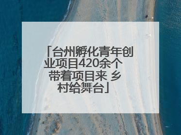 台州孵化青年创业项目420余个 带着项目来 乡村给舞台