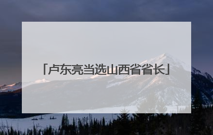 卢东亮当选山西省省长