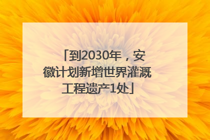 到2030年，安徽计划新增世界灌溉工程遗产1处