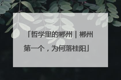 哲学里的郴州｜郴州第一个，为何落桂阳