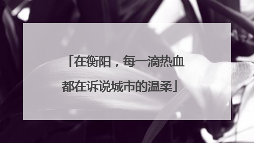 在衡阳，每一滴热血都在诉说城市的温柔