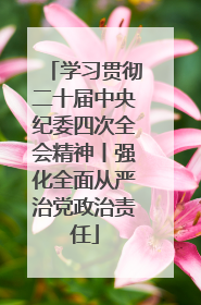 学习贯彻二十届中央纪委四次全会精神丨强化全面从严治党政治责任