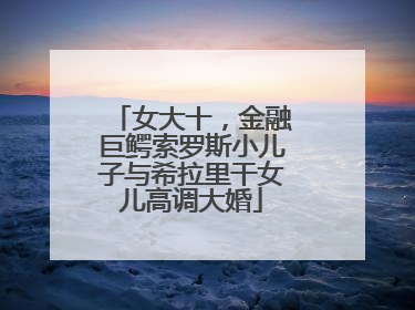 女大十，金融巨鳄索罗斯小儿子与希拉里干女儿高调大婚