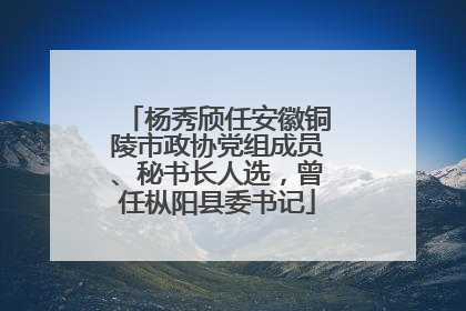 杨秀颀任安徽铜陵市政协党组成员、秘书长人选，曾任枞阳县委书记