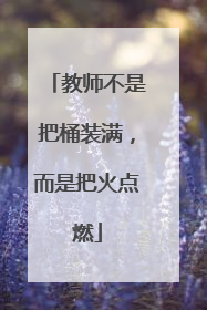 教师不是把桶装满，而是把火点燃