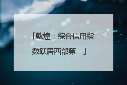 敦煌：综合信用指数跃居西部第一