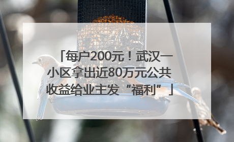 每户200元！武汉一小区拿出近80万元公共收益给业主发“福利”