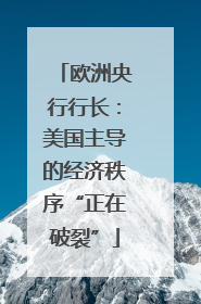 欧洲央行行长：美国主导的经济秩序“正在破裂”