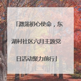 激荡初心使命，东湖村社区六月主题党日活动聚力前行