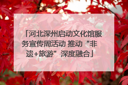 河北深州启动文化馆服务宣传周活动 推动“非遗+旅游”深度融合