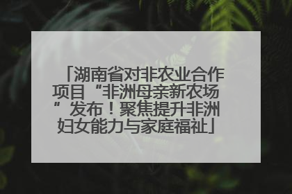 湖南省对非农业合作项目“非洲母亲新农场”发布！聚焦提升非洲妇女能力与家庭福祉