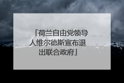荷兰自由党领导人维尔德斯宣布退出联合政府