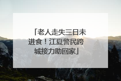 老人走失三日未进食！江夏警民跨城接力助回家