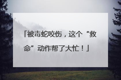 被毒蛇咬伤，这个“救命”动作帮了大忙！