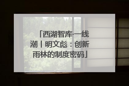 西湖智库·一线潮丨明文彪：创新雨林的制度密码