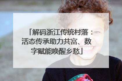 解码浙江传统村落：活态传承助力共富、数字赋能唤醒乡愁
