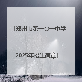郑州市第一〇一中学2025年招生简章