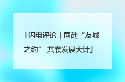 闪电评论｜同赴“友城之约” 共襄发展大计