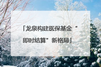龙泉构建医保基金“即时结算”新格局